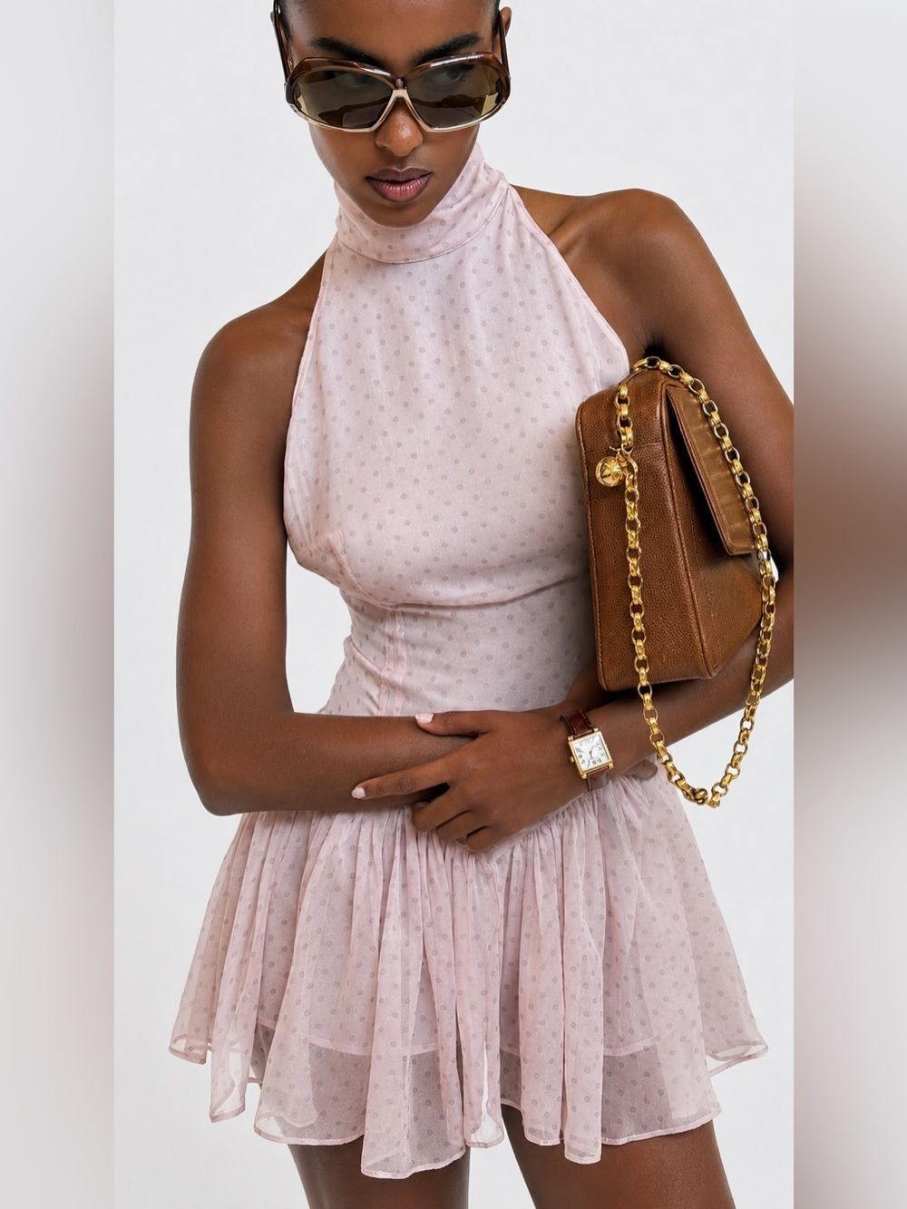 NWT HELSA Gemma Silk romper in pink/grey polka dot